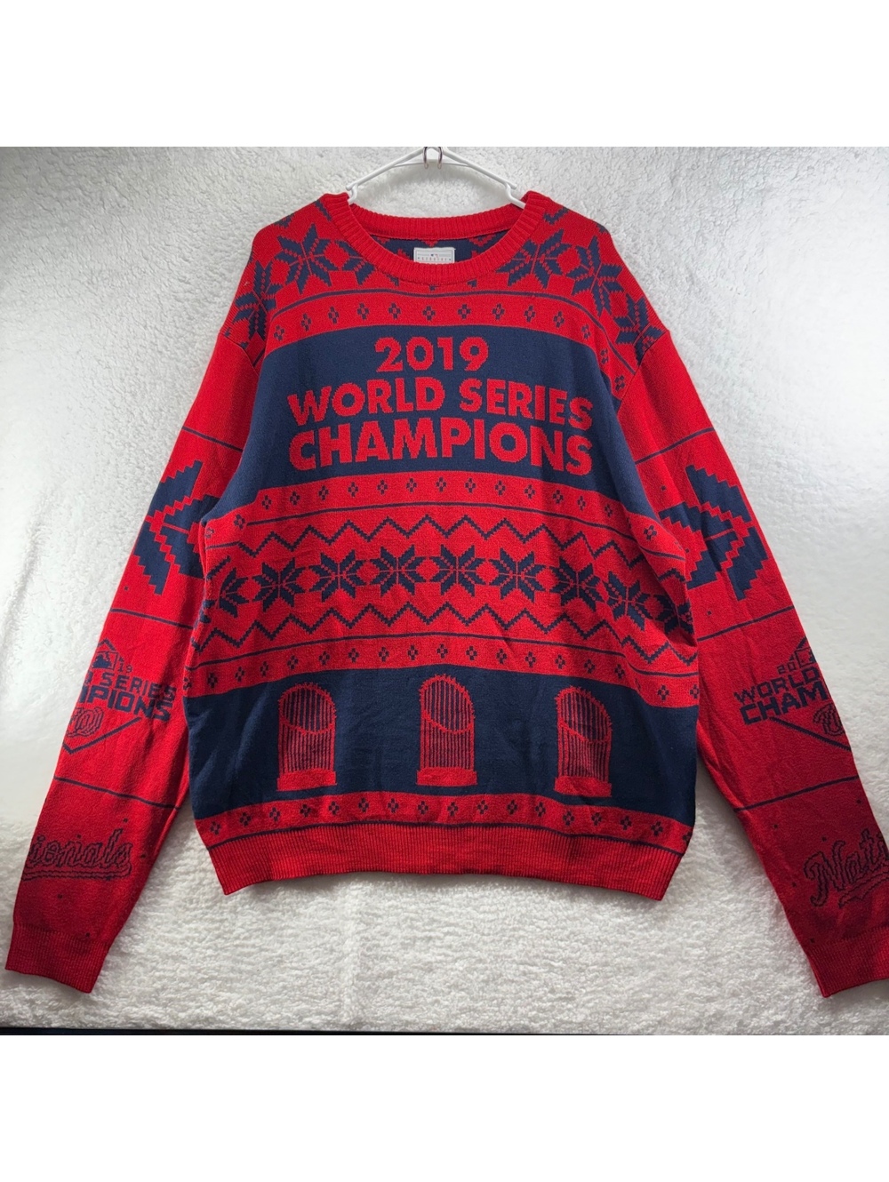 Washington Nationals World Series Champions 2019 Ugly Sweater Mens XL Red Blue